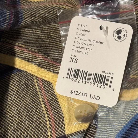 New FREE PEOPLE We The Free Layla Button Down Plaid Flannel Shirt  X-SMALL - Picture 11 of 11